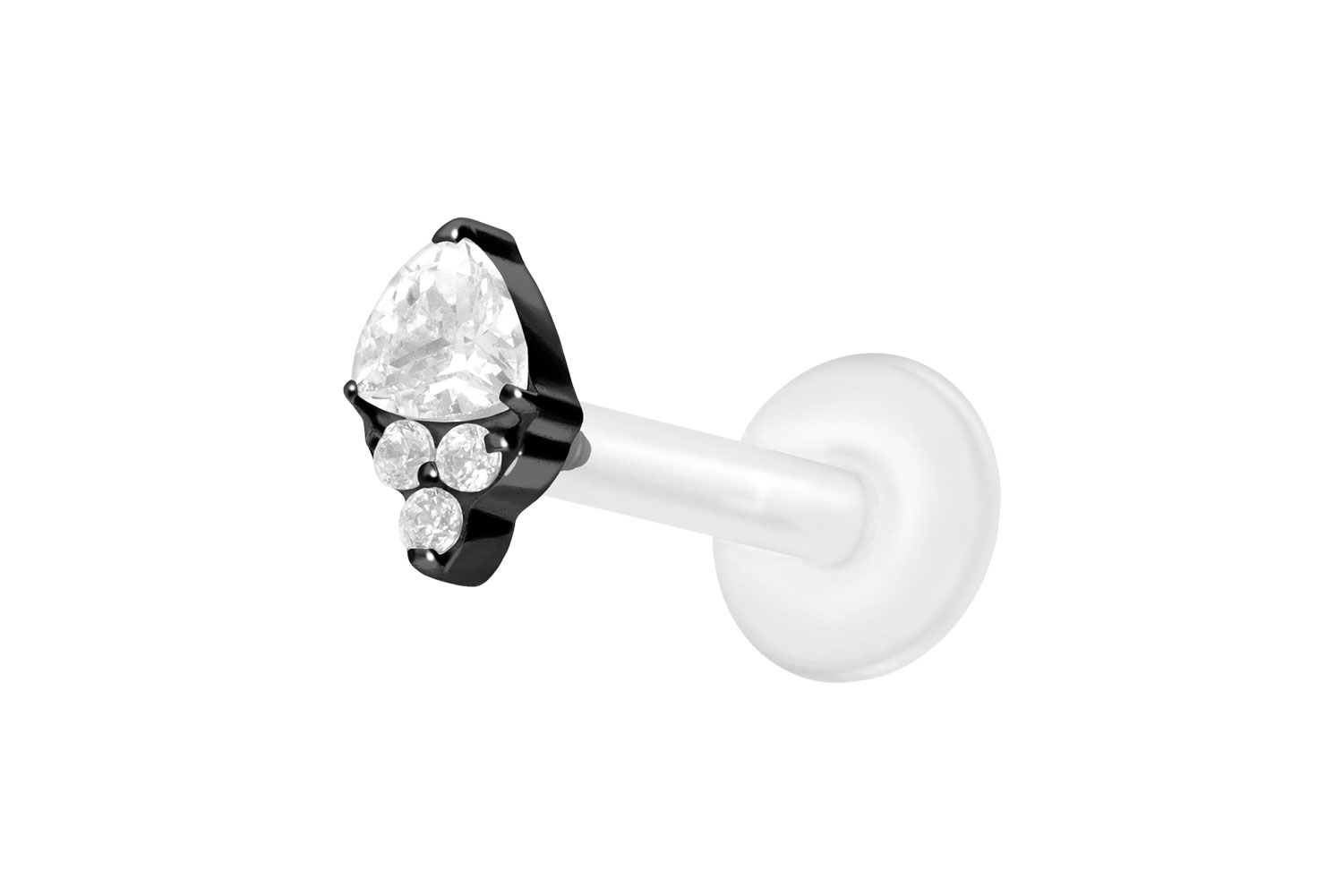 PTFE Labret Piercing mit Innengewinde + Titan-Aufsatz EINGEFASSTE KRISTALLE